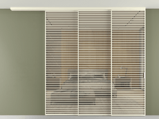 Перегородка Формато вдоль стены на потолок 3 створки с синхронным механизмом