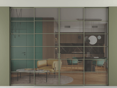 Перегородка Формато внутри проёма скрытое крепление в потолок 4 створки