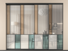 Перегородка Мозаик внутри проёма 4 створки с синхронным механизмом