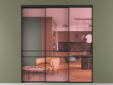 Перегородка Formato внутри проёма 3 створки с синхронным механизмом