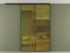 Перегородка Формато вдоль стены на потолок 2 створки с синхронным механизмом