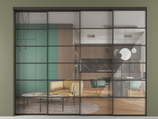 Перегородка Формато внутри проёма 4 створки с синхронным механизмом