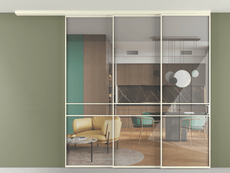 Перегородка Формато вдоль стены на потолок 3 створки с синхронным механизмом