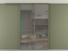 Перегородка Формато вдоль стены на потолок 2 створки с синхронным механизмом