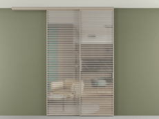 Перегородка Формато вдоль стены на потолок 2 створки с синхронным механизмом