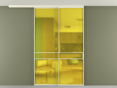 Перегородка Формато вдоль стены на потолок 2 створки с синхронным механизмом