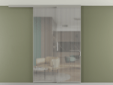 Перегородка Формато вдоль стены на потолок 2 створки с синхронным механизмом