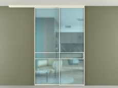 Перегородка Формато вдоль стены на потолок 2 створки с синхронным механизмом