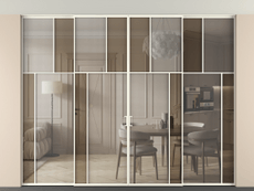 Перегородка Mosaic внутри проёма четырёхстворчатая со скрытым креплением в потолок