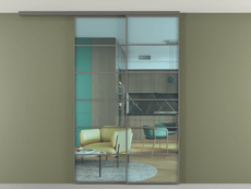 Перегородка Формато вдоль стены на потолок 2 створки с синхронным механизмом