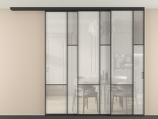 Перегородка Mosaic вдоль стены на потолок 3 створки с синхронным механизмом