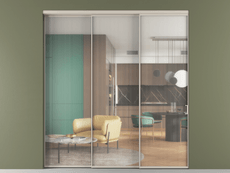 Перегородка Формато внутри проёма 3 створки с синхронным механизмом