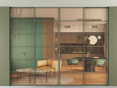 Перегородка Formato внутри проёма четырёхстворчатая со скрытым креплением в потолок