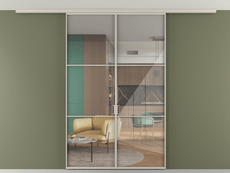 Перегородка Формато вдоль стены на потолок 2 створки