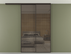 Перегородка Формато вдоль стены на потолок 2 створки с синхронным механизмом