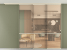 Перегородка Formato вдоль стены на потолок 3 створки с синхронным механизмом