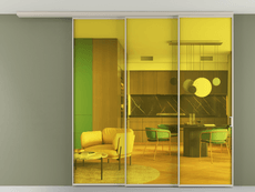 Перегородка Formato вдоль стены на потолок 3 створки с синхронным механизмом