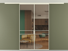 Перегородка Formato вдоль стены на потолок 2 створки