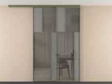 Перегородка Мозаик вдоль стены на потолок 2 створки с синхронным механизмом