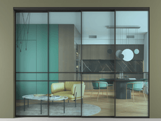 Перегородка Formato внутри проёма 4 створки с синхронным механизмом