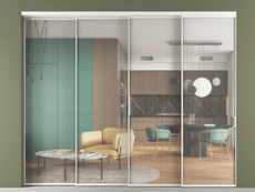 Перегородка Формато внутри проёма 4 створки с синхронным механизмом