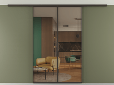 Перегородка Формато вдоль стены на потолок 2 створки