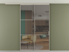 Перегородка Формато вдоль стены на потолок 2 створки с синхронным механизмом