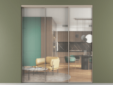 Перегородка Формато внутри проёма 3 створки с синхронным механизмом