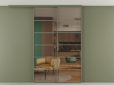 Перегородка Формато вдоль стены на потолок 2 створки с синхронным механизмом