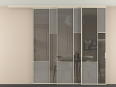 Перегородка Mosaic вдоль стены на потолок 3 створки с синхронным механизмом