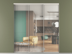 Перегородка Formato внутри проёма 3 створки с синхронным механизмом