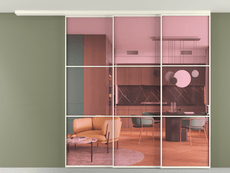 Перегородка Formato вдоль стены на потолок 3 створки с синхронным механизмом