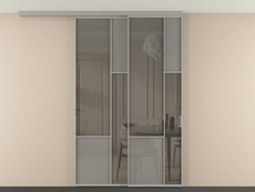 Перегородка Мозаик вдоль стены на потолок 2 створки с синхронным механизмом