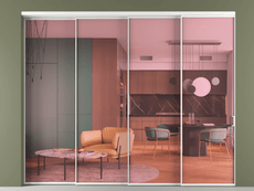 Перегородка Формато внутри проёма 4 створки с синхронным механизмом