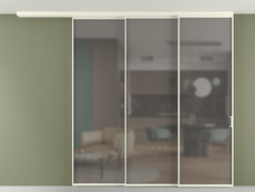 Перегородка Formato вдоль стены на потолок 3 створки с синхронным механизмом