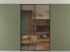 Перегородка Формато внутри проёма скрытое крепление в потолок 2 створки