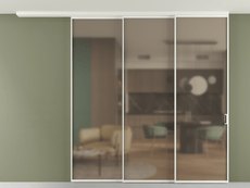 Перегородка Формато вдоль стены на потолок 3 створки с синхронным механизмом