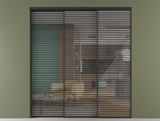 Перегородка Formato внутри проёма 3 створки с синхронным механизмом