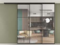 Перегородка Формато вдоль стены на потолок 3 створки с синхронным механизмом