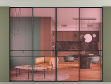 Перегородка Formato внутри проёма скрытое крепление в потолок 4 створки