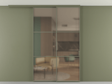 Перегородка Формато вдоль стены на потолок 2 створки с синхронным механизмом