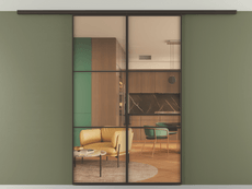 Перегородка Формато вдоль стены на потолок 2 створки