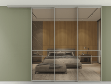 Перегородка Formato вдоль стены на потолок 3 створки с синхронным механизмом