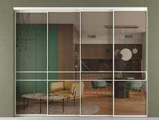 Перегородка Формато внутри проёма 4 створки с синхронным механизмом