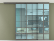 Перегородка Formato вдоль стены на потолок 3 створки с синхронным механизмом