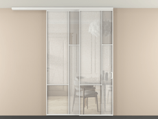 Перегородка Mosaic вдоль стены на потолок 2 створки с синхронным механизмом