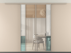 Перегородка Мозаик вдоль стены на потолок 2 створки