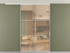 Перегородка Formato вдоль стены на потолок 2 створки с синхронным механизмом