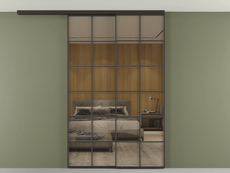 Перегородка Формато вдоль стены на потолок 2 створки с синхронным механизмом