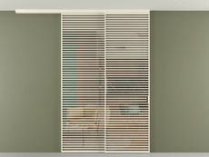 Перегородка Формато вдоль стены на потолок 2 створки с синхронным механизмом